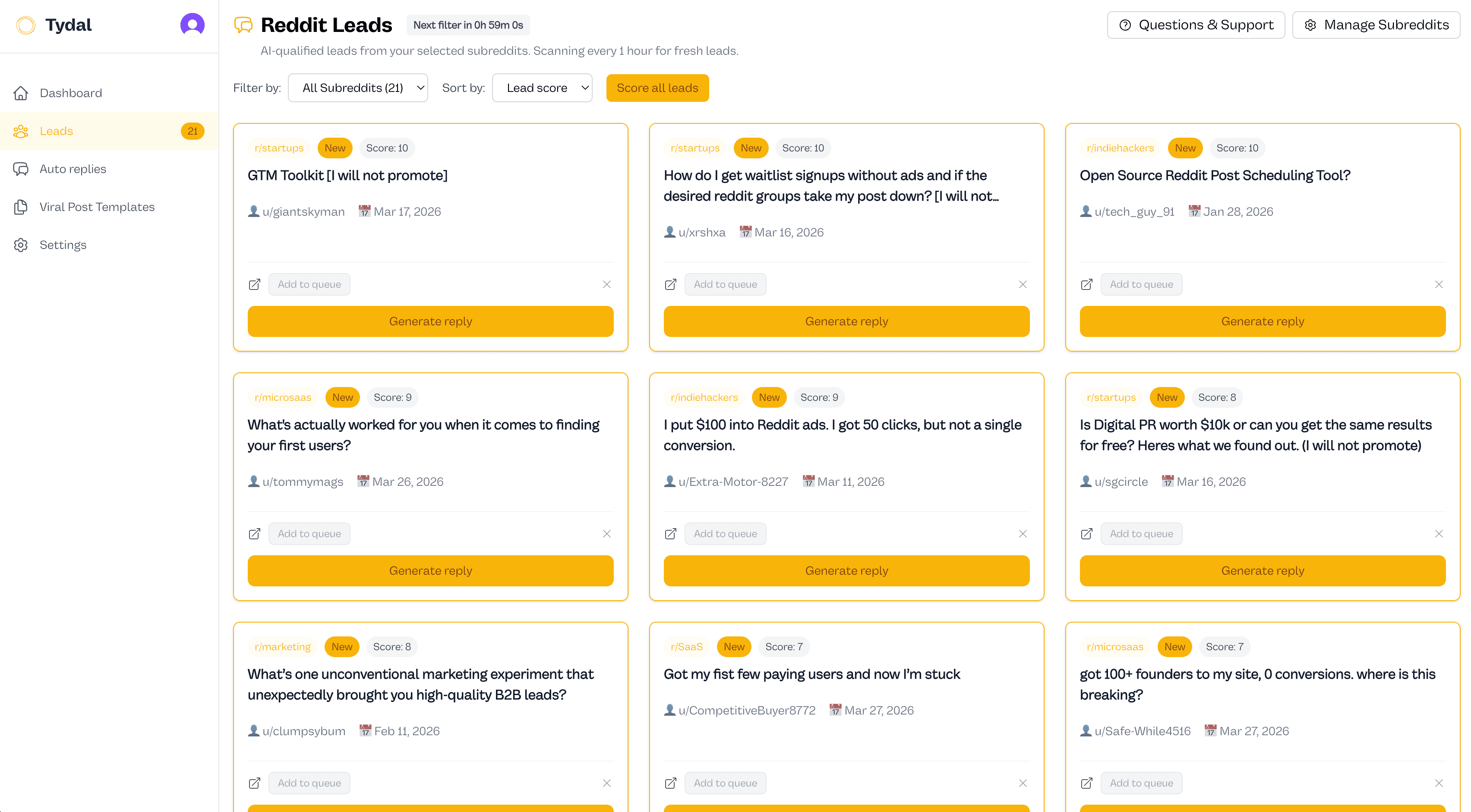 Tydal Dashboard