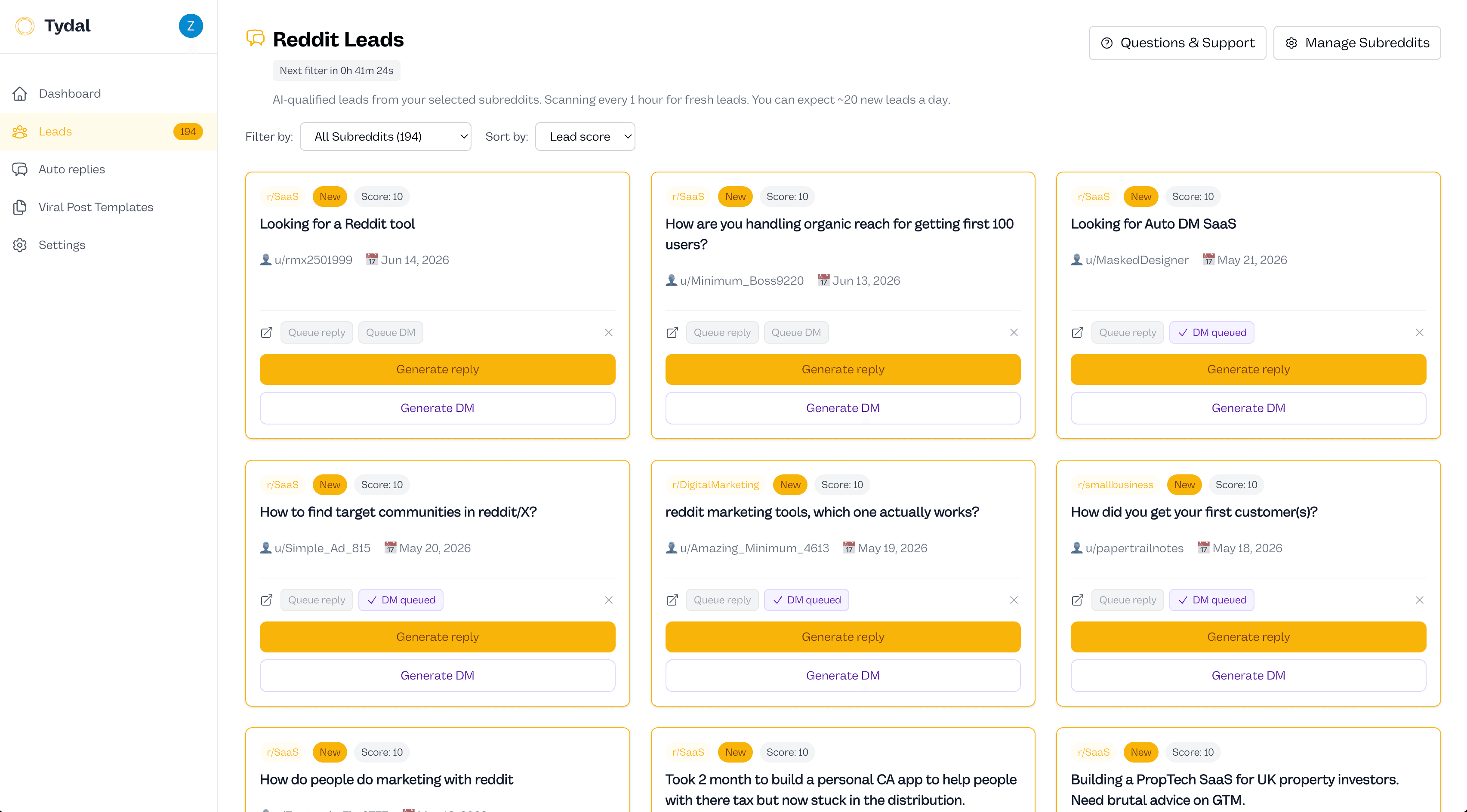 Tydal Dashboard