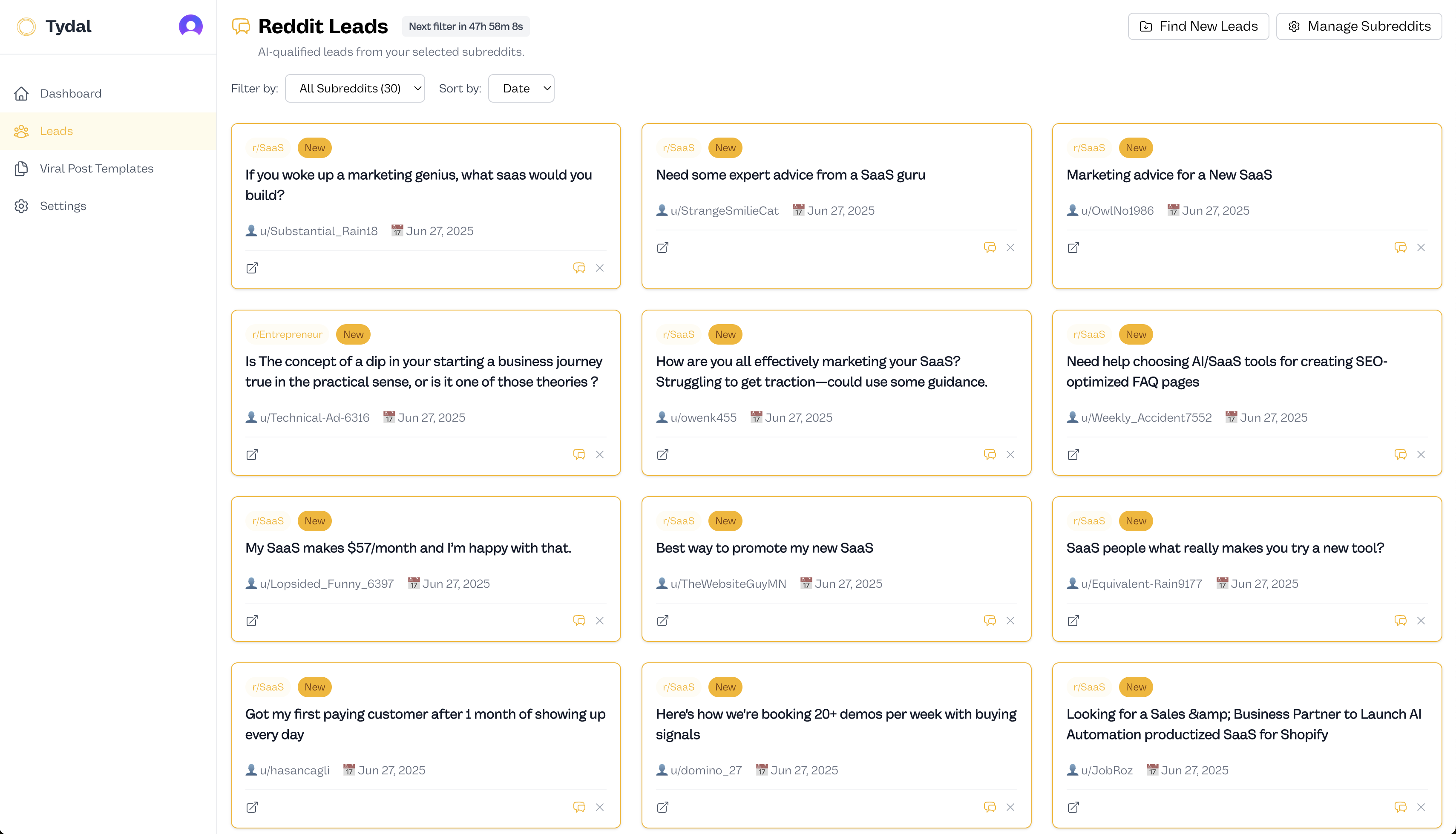 Tydal Dashboard